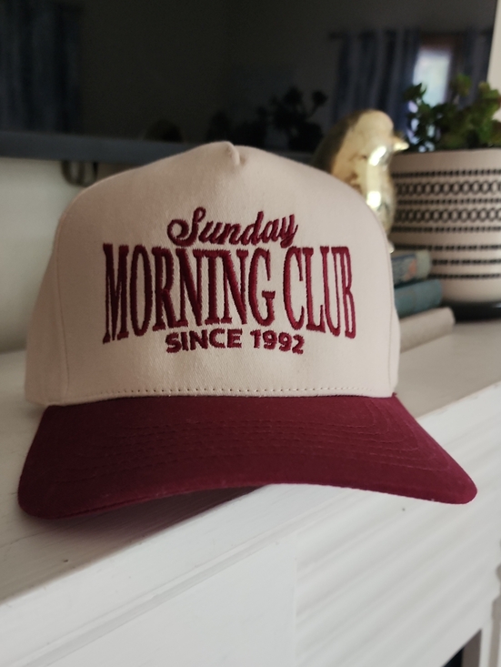 C.C Accessories - C.C Sunday Morning Club Baseball Cap - Cream and Burgundy
